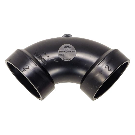 Coude 90° en ABS DWV, long, 2", femelle, noir