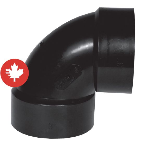 Coude à 90° ABS DWV, 4", femelle, noir