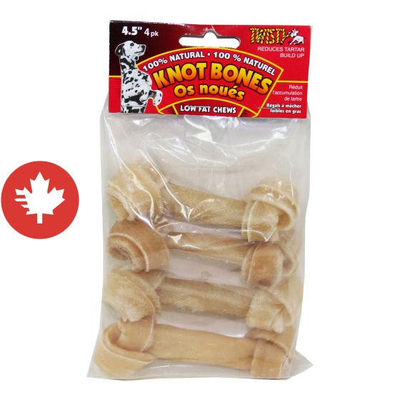 Os noués pour chien, 4,5", 4/pqt