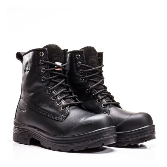 8" All-Leather Work Boots - 2-Density - Black - Size 10