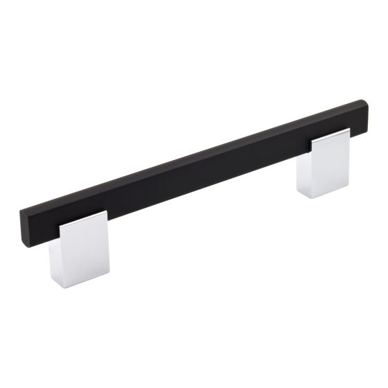 Madison Contemporary Metal and Aluminum Pull  - Chrome/Black Matte - 128 mm
