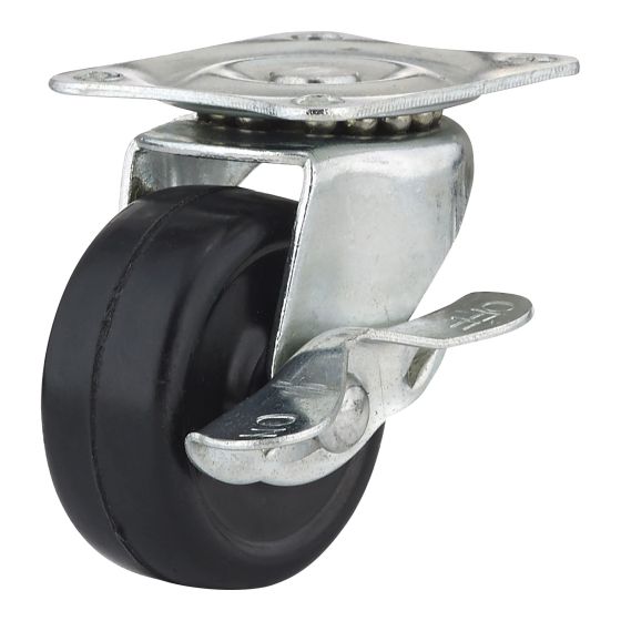 Industrial Black General-Duty Rubber Casters - Model: Swivel - 1 9/16" x 51 mm