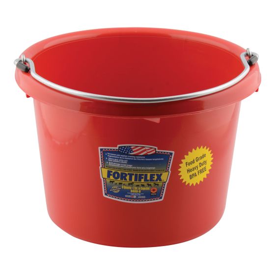 Grand seau à dos plat Fortiflex, rouge, 7,5 l, 10" x 8"