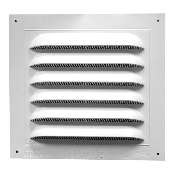 Évent de pignon carré standard, 8" x 8", blanc