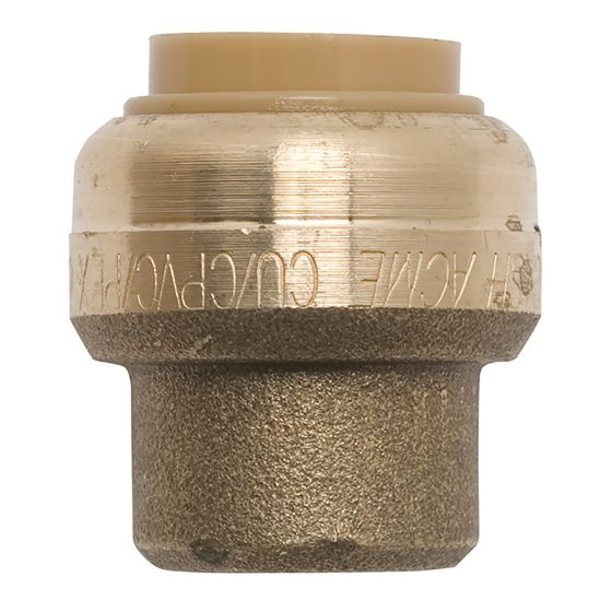 Capuchon poussoir à connexion rapide en laiton sans plomb, pour cuivre, Pex et CPVC, 1/2"