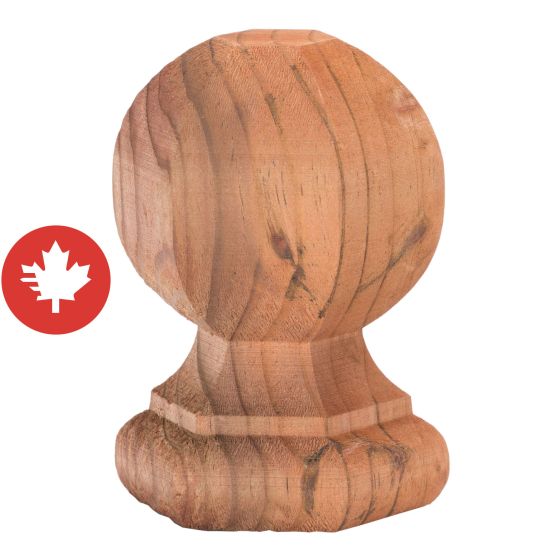 Boule Coloniale en bois traité brun, 4" x 4" x 6"