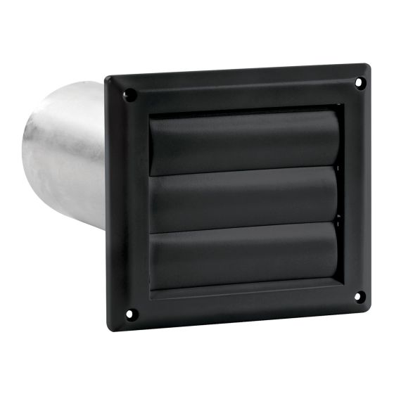 Plastic Louvered Exhaust  - Black - 6"