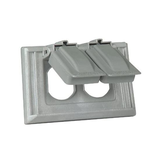 Couvercle étanche de double-prise, horizontal, gris