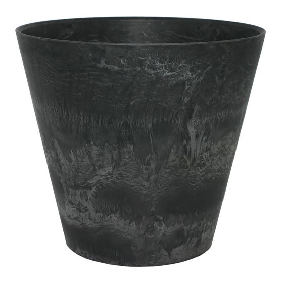Claire Flower Pot - Stone Style - 9" - Black