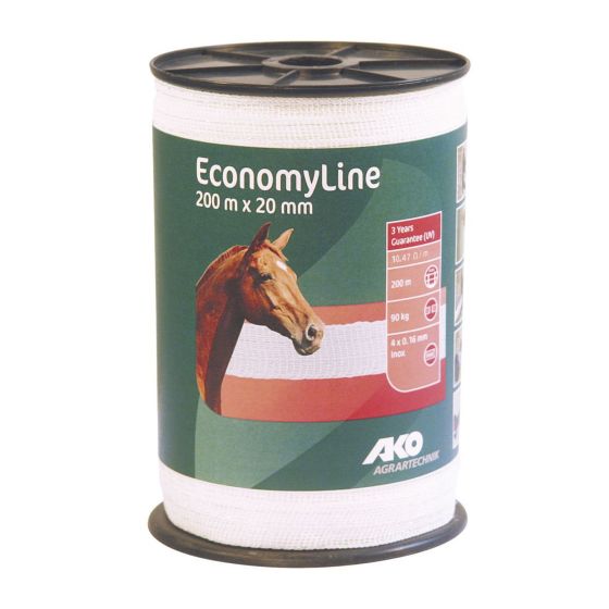EconomLine Electrical Fence Rope - White - 95 kg - 3/4" x 200 m