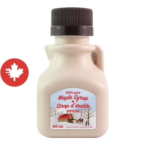 Plastic maple syrup jug, square shaped