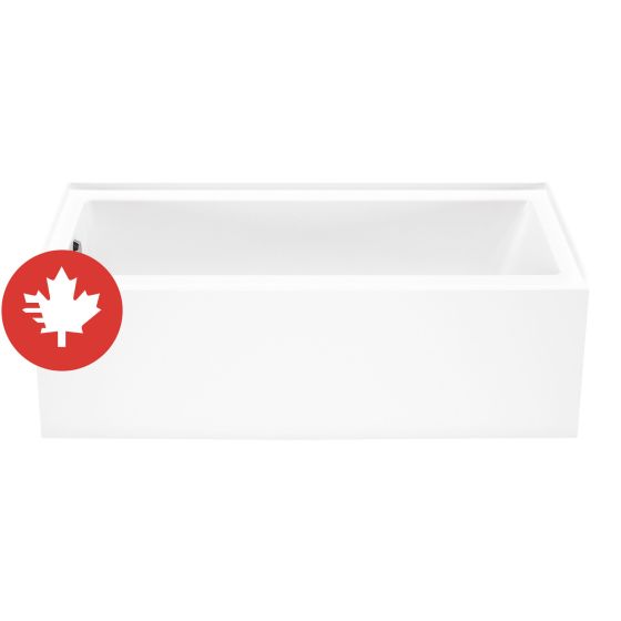 Bain en alcôve Bosca, 59 3/4" x 30", acrylique, blanc, drain à gauche