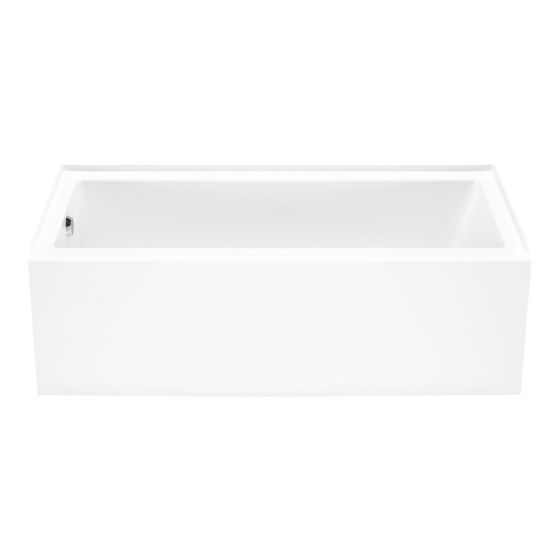Bosca Alcove Bathtub - 59 3/4" x 30" - Cubic Design - Acrylic - White - Left-Hand Outlet