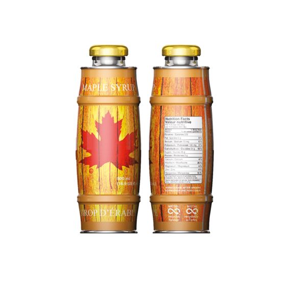 Maple Syrup Long Barrel-Shaped Can - Clear - 500 ml