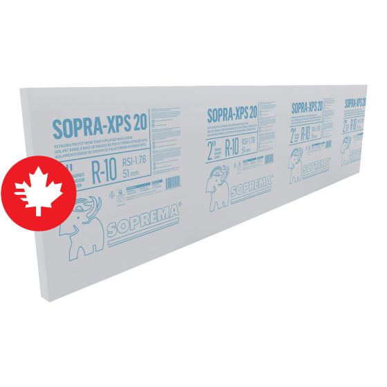 Panneau isolant rigide Sopra-XPS 30, Polystyrène extrudé, 1 1/2" x 2' x 8'