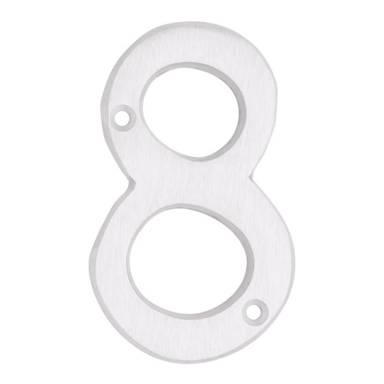 Numéro de maison de style moderne #8, blanc, 3/8" x 6"