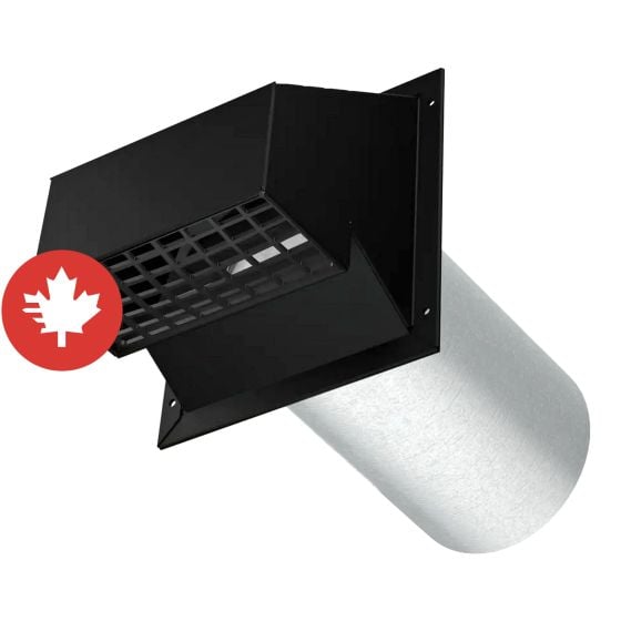 Évent d'évacuation et d'entrée d'air mural, Noir, 6"