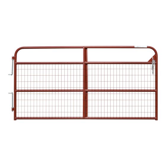 True North Light Farm Gate with Mesh - 20-Gauge - Red - 8'