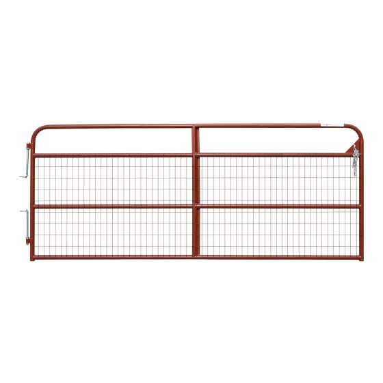 True North Light Farm Gate with Mesh - 20-Gauge - Red - 10'