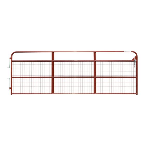 True North Light Farm Gate with Mesh - 20-Gauge - Red - 12'