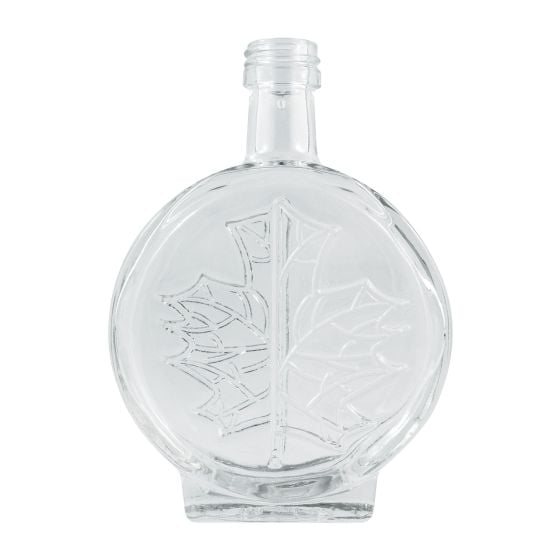 Modern glass bottle with maple leaf