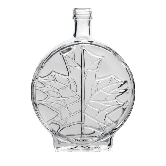 Modern glass bottle with maple leaf