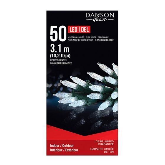 Jeu de 50 lumières M5, blanc pur, 12'