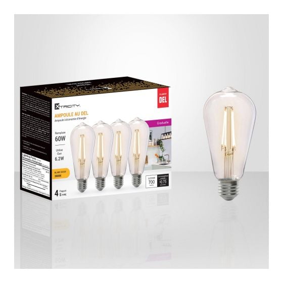 Lightbulb - LED - Clear - E26 - 6.2 W - 4/Pack