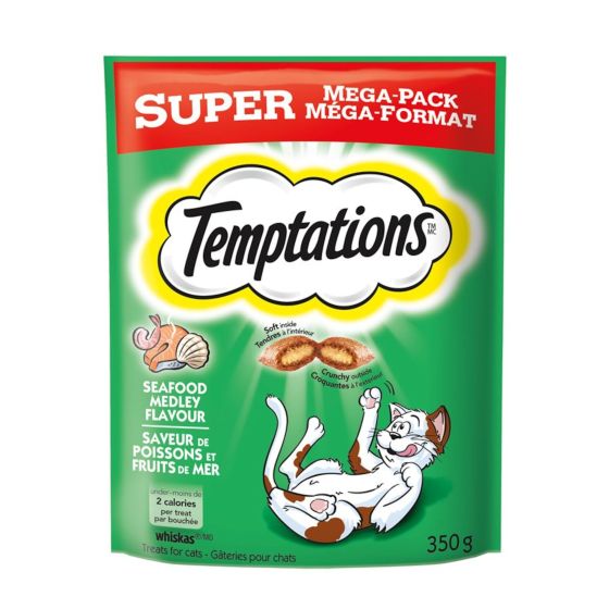 Gâteries pour chats Whiskas TEMPTATIONS, poissons & fruits de mer, 350 g