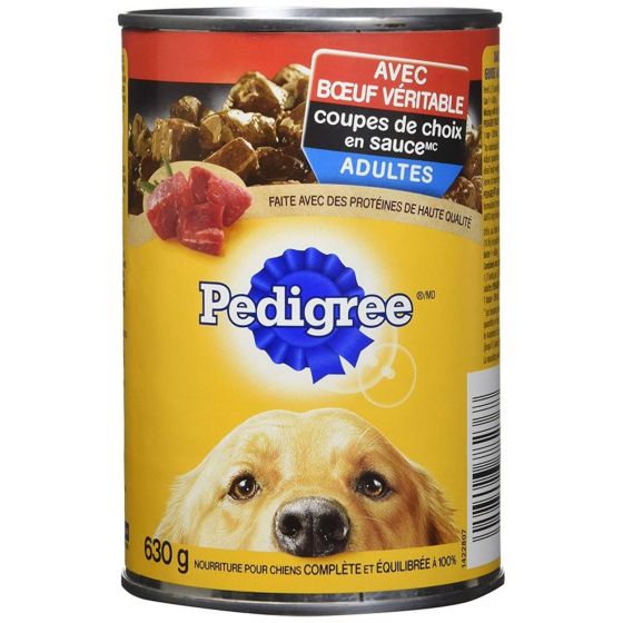 Nourriture humide en conserve pour chien adulte, coupes de choix, boeuf véritable, 630 g