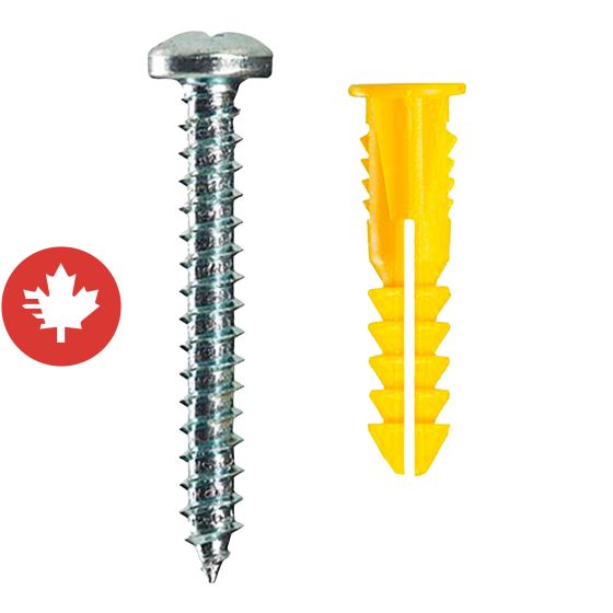 Chevilles en plastique, 155 lb, 40/pqt, #4-6 x 7/8"