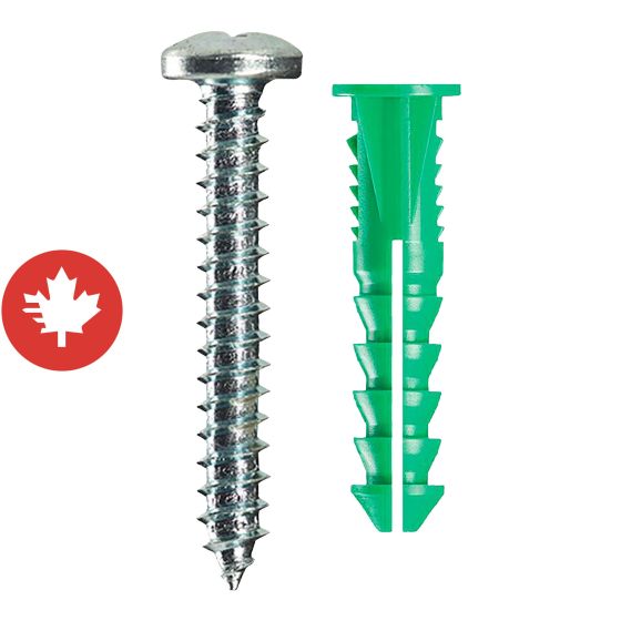 Chevilles en plastique, 125 lb, 10/pqt, #12-14 x 1 1/2"