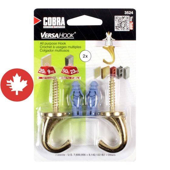 VersaHook with TripleGrip #10 Anchors Small Brass (2)