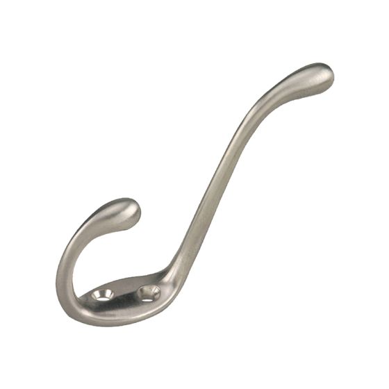 Crochet à vêtements robuste, nickel brossé, 5 1/2"