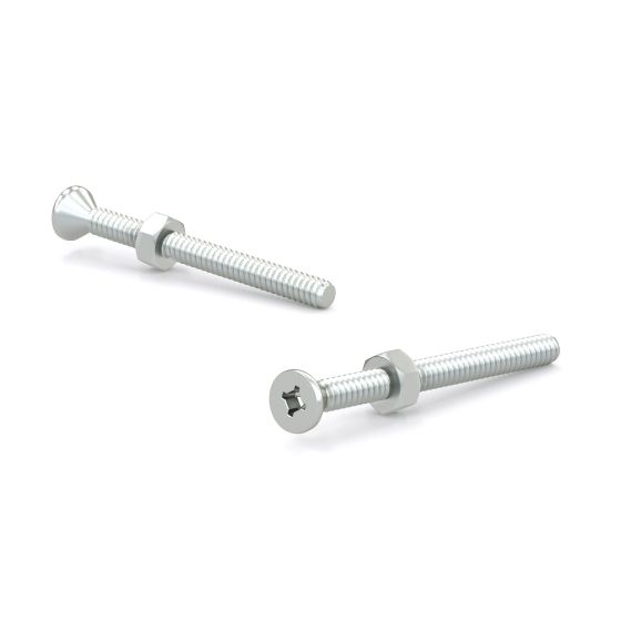 Zinc Plated Machine Screws with Nut - Flat Head - 1 1/4" - 10/Pkg