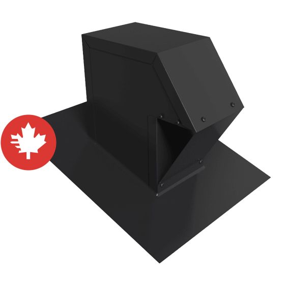 Clapet d'aération de toiture avec tuyau rectangulaire, 3 1/4" x 10", noir