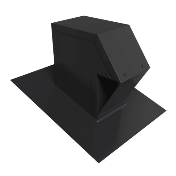 Clapet d'aération de toiture avec tuyau rectangulaire, 3 1/4" x 10", noir