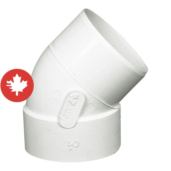 PVC/BNQ 45° Elbow - 3" - Hub x Spigot - White