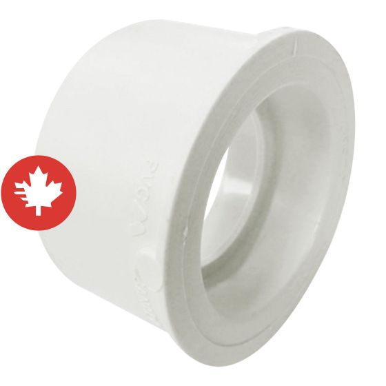 PVC/BNQ Reducing Bushing - 4" x 3" - Spigot x Hub - White