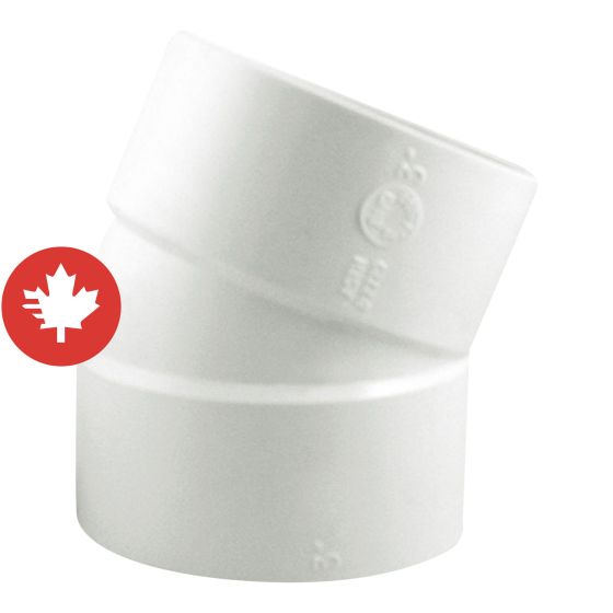 PVC/BNQ 22 1/2° Elbow - 3" - Hub - White