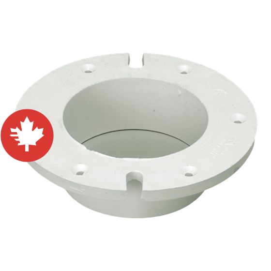 PVC/BNQ Toilet Closet Flange - 4" - Hub - White