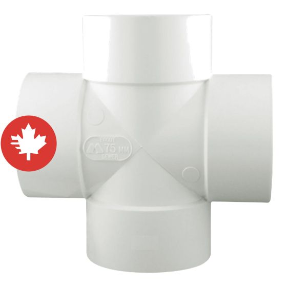 PVC/BNQ Cross Coupling - 4" - Hub - White