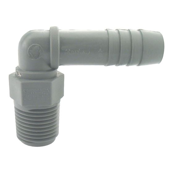 Coude combiné mâle en plastique, 1/2"