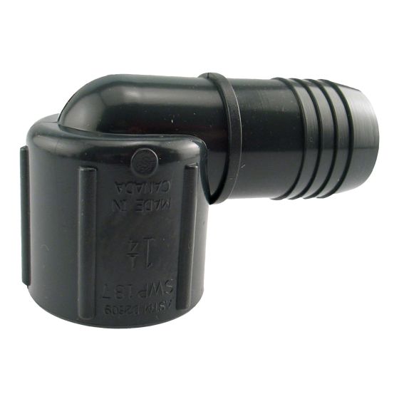 Coude combiné femelle en plastique, 1 1/4" x 1 1/4"