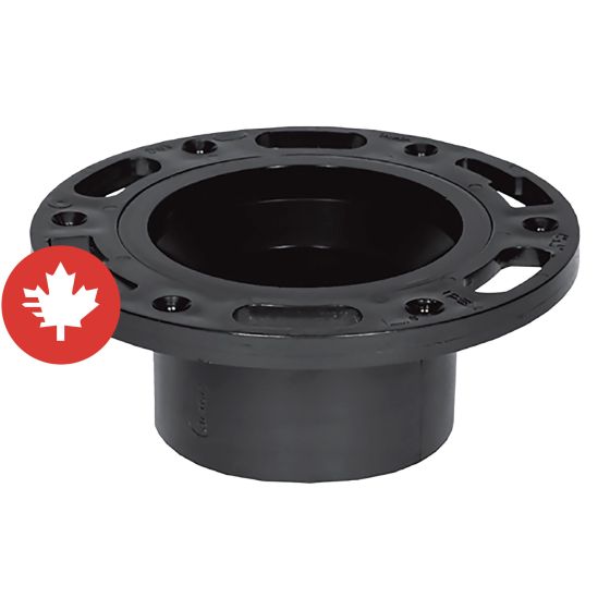 Bride de toilette réglable en ABS DWV, 4" x 3", femelle, noir