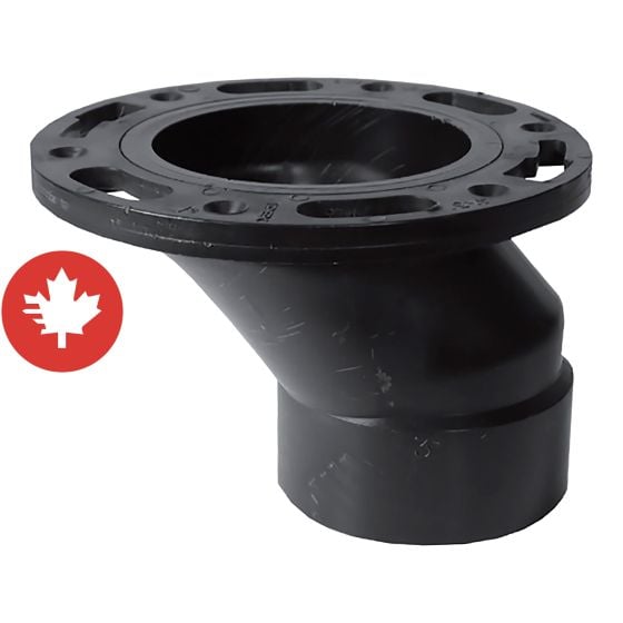 Bride de toilette réglable excentré en ABS DWV, 4" x 3", femelle, noir