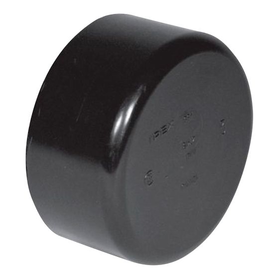 ABS DWV Permanent Cap - 2" - Hub - Black
