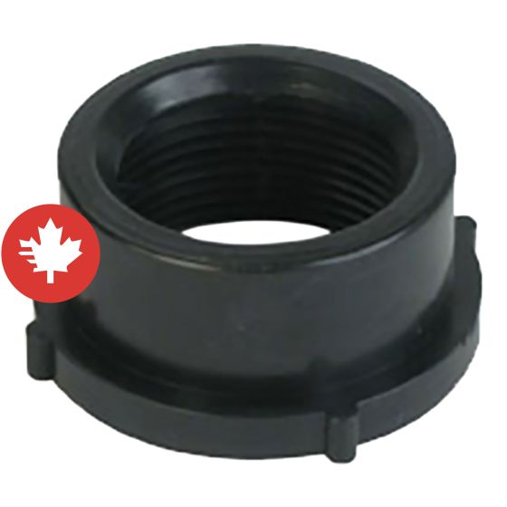 Raccord de réduction en ABS DWV, 1 1/2" x 1 1/4", mâle x fem. fileté, noir