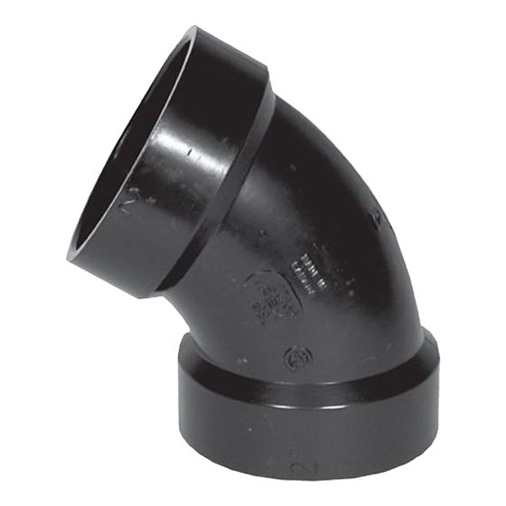 ABS DWV 60° Elbow - 4" - Hub - Black