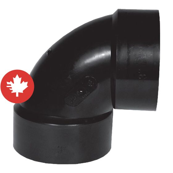 Coude 90° en ABS DWV, court, 3", femelle, noir